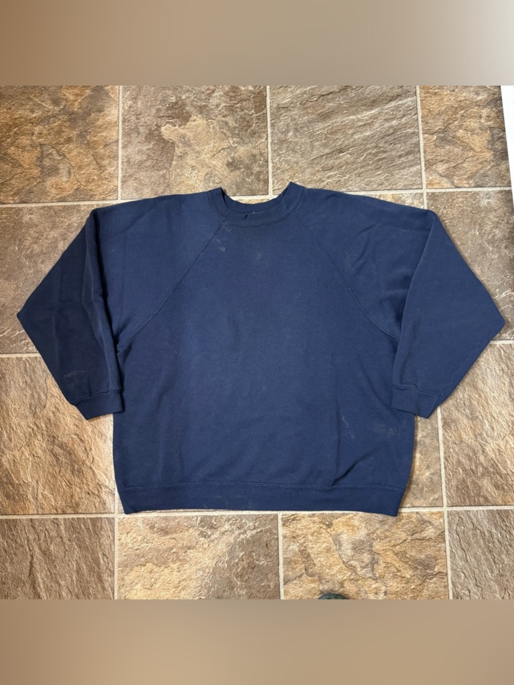 Vintage Hanes Ultimate Cotton Crewneck Sweatshirt Men's Large Navy Blue Blank